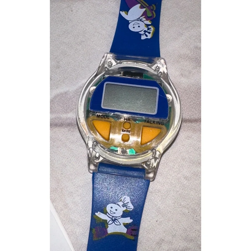 Vintage 1996 Pillsbury Doughboy Talking Watch Blue Digital Collectible New‎